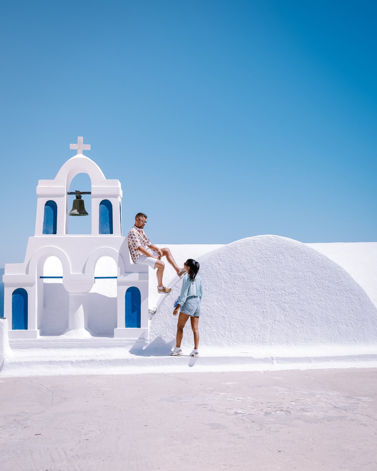 Couple on a Luxury Vacation in Santorini, Greece